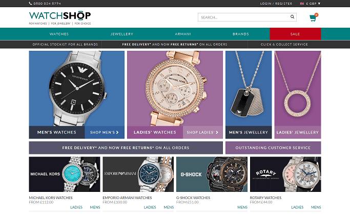 The Watch Shop Homepage Screenshot